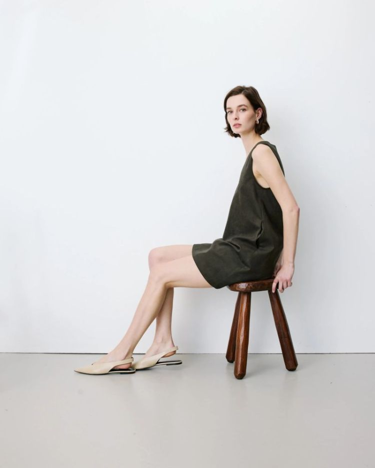 short suede-effect dress Anaya kaki